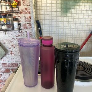 Starbucks Purple, Pink, and Black Tumbler Trio